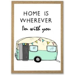 Mouse & Pen illustration A4 - Home is wherever I'm with you - Camping