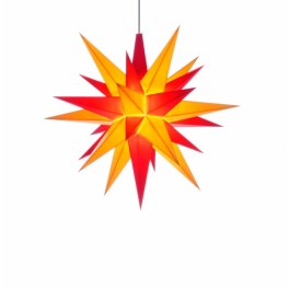 Adventsstjerne, plast, 13cm, samlet, gul & rød (LED)