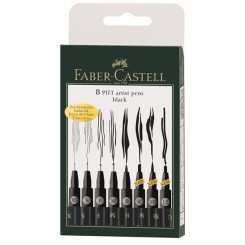 Faber Castell PITT artist pens sort, 8 stk.