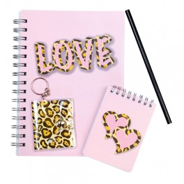 Notesbog sæt, leopard LOVE