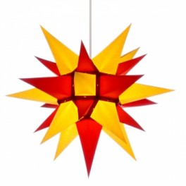 Adventsstjerne, papir, 40 cm, usamlet, rød & gul