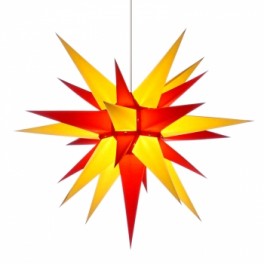 Adventsstjerne, papir, 60 cm, usamlet, rød & gul