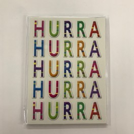 4 dobbeltkort m. kuvert - Hurra/Happy Birthday