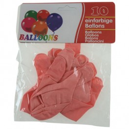 Latex balloner, metallic ensfarvede 10 stk., lyserød