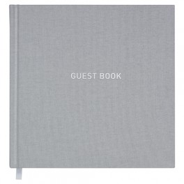 Gæstebog, grå tekstilpræg Guest Book