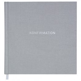 Gæstebog, grå tekstilpræg Konfirmation