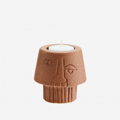 Stoneware tealight holder, brun