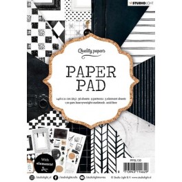 Blok med mønstret papir, 36 ark, sort og hvid moderne