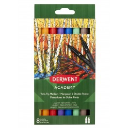 Derwent ACADEMY Twin-Tip marker æske med 8 stk.