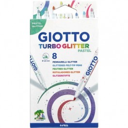 GIOTTO Turbo Glitter tusser 8 stk., pastel
