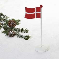 Flagstang, med dansk flag, træ, 25cm, 1stk.