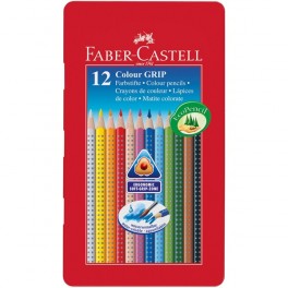 Faber Castell GRIP farveblyanter 12 stk, metalæske
