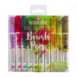 Ecoline watercolor brush pen sæt med 10 stk., Botanic