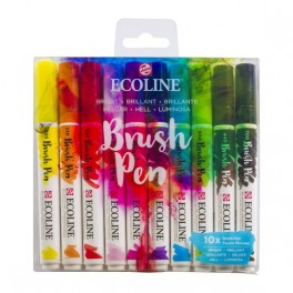 Ecoline watercolor brush pen sæt med 10 stk., Bright