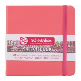 Sketch- og notesbog, 12x12cm, Coral Red