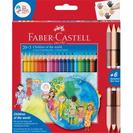Faber Castell GRIP farveblyanter, 23 stk. inkl. 3 skin toner