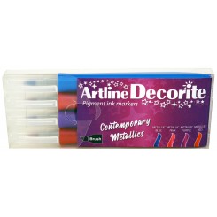 Artline Decorite brush metallic 4-sæt