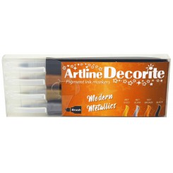 Artline Decorite brush Modern metallic 4-sæt