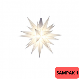 SAMPAK - 1 Adventsstjerne, plast, 13cm, samlet, hvid (LED)  + 1 adapter til 4 stjerner (LED) 