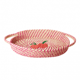 Rice Raffia Brødkurv Oval, Fuchsia