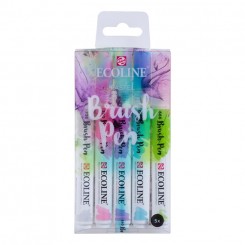 Ecoline watercolor brush pen sæt med 5 stk., Pastel