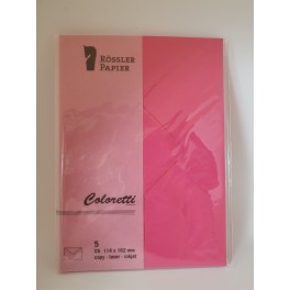 Rössler Coloretti kuverter, 5 stk., C6, pink