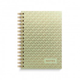 Notesbog, A5, mosgrøn og guld mønster