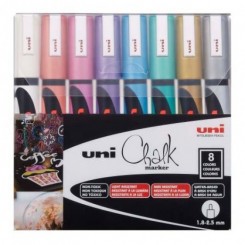 Uni Chalk markers, PWE-5M, metallic, 8 stk. 