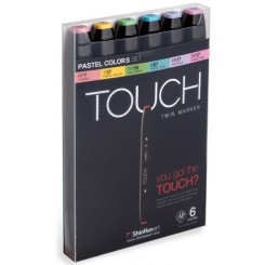 Touch TWIN marker sæt med 6 stk., PASTEL COLOURS 