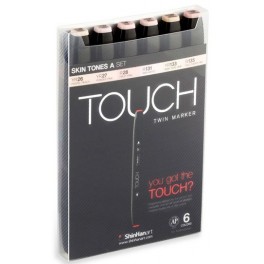 Touch TWIN marker sæt med 6 stk., SKIN TONES