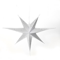 Adventstjerne, hvid, til el-pære - 80 cm