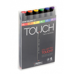 Touch TWIN marker sæt med 6 stk., MAIN COLOURS