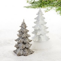 Juletræ, poly., hvid/mørkegrå – 13 cm, 2 ASS.