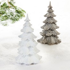 Juletræ, poly., hvid/mørkegrå – 19 cm, 2 ASS.