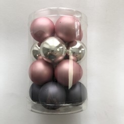 Julekugler, glas, rosa/grå/guld, 4 cm, 16 stk.