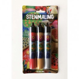 Stenmaling, 3x30 ml, rød-guld-sølv