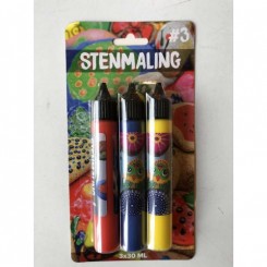 Stenmaling, 3x30 ml, rød-mørkeblå-gul