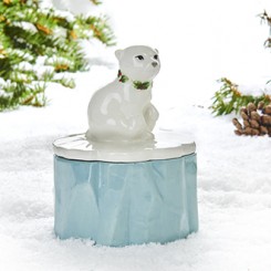 Dåse, med isbjørn på låg, porcelæn, 13 cm
