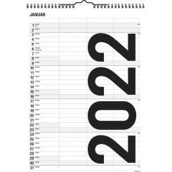 Familiekalender sort/hvid mellem, 2022
