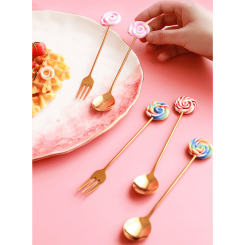 Lollipop gaffel, guld