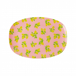 Rice Lille Rektangulær Melamin Dessert tallerken, Lemon Print