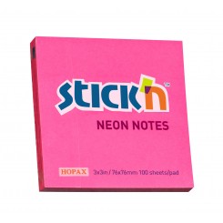 Stick'n selvklæbende notesblok 76x76mm, pink