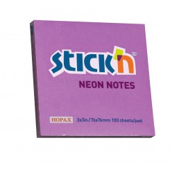 Stick'n selvklæbende notesblok 76x76mm, lilla