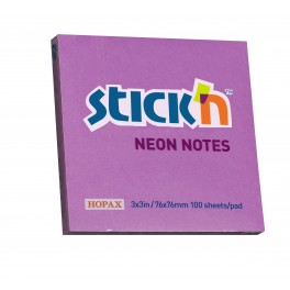 Stick'n selvklæbende notesblok 76x76mm, lilla