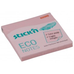 Stick'n selvklæbende notesblok eco 76x76mm, lyserød