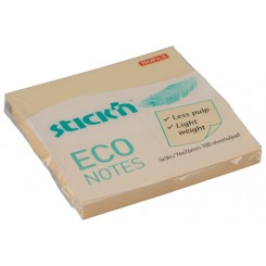 Stick'n selvklæbende notesblok eco 76x76mm, lysegul