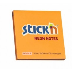 Stick'n selvklæbende notesblok 76x76mm, orange