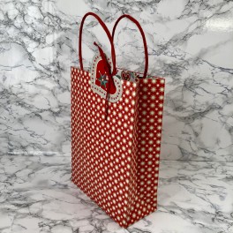 Artebene gavepose med hank, Rød og hvid, lille