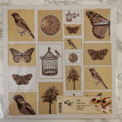 Vivi Gade - Scrapbooking papir, fugle, fuglebur og træer