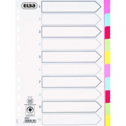 Elba Register 1-10 med farveinddeling, pastel